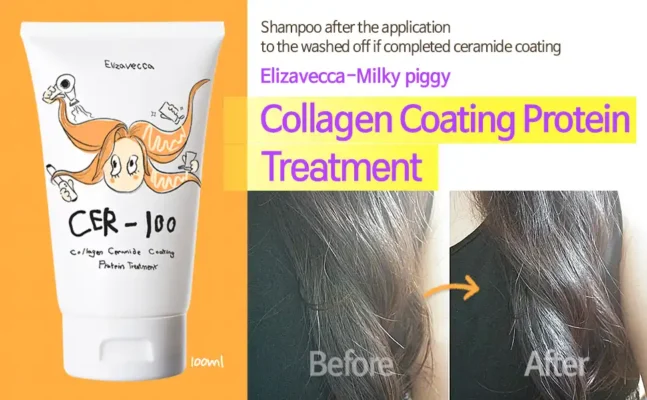Elizavecca CER-100 is a hair product infused with collagen that effectively revitalizes damaged hair