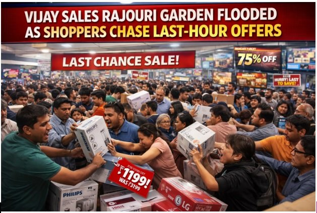 Vijay Sales Rajouri Garden Flooded as Shoppers Chase Last-Hour Offers